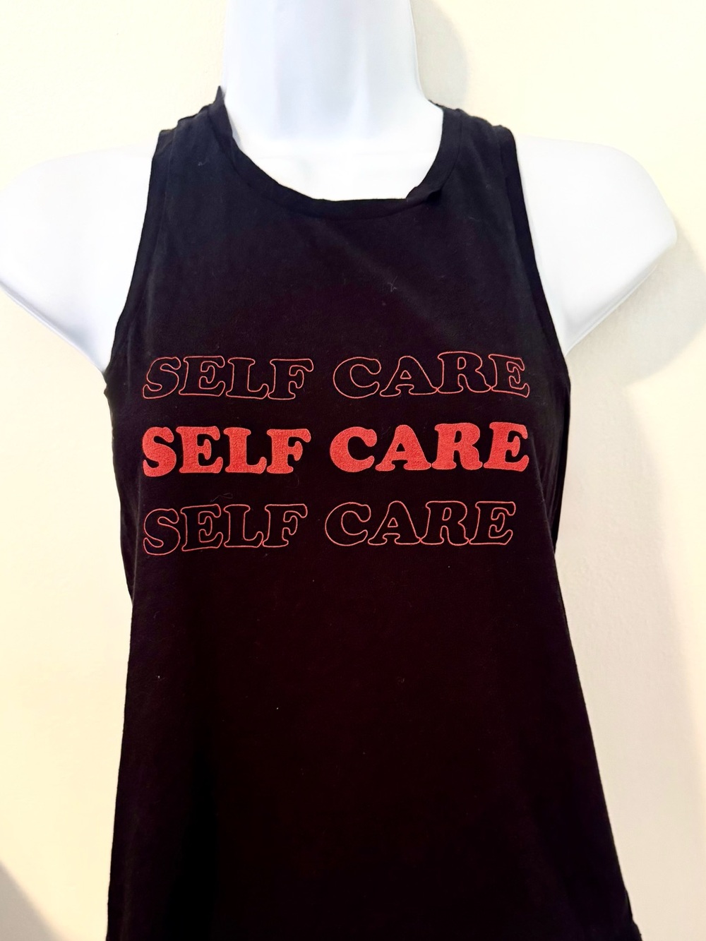 Self Care - Women's Black Graphic Tank Top - size Small